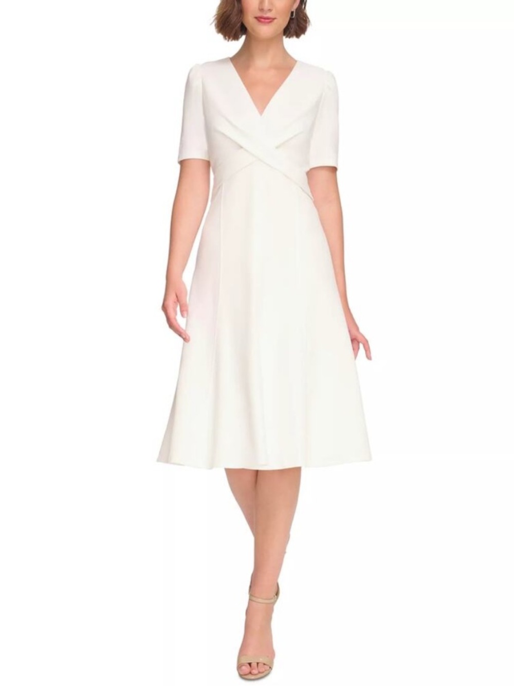 Tommy Hilfiger White V-Neck Short Dress